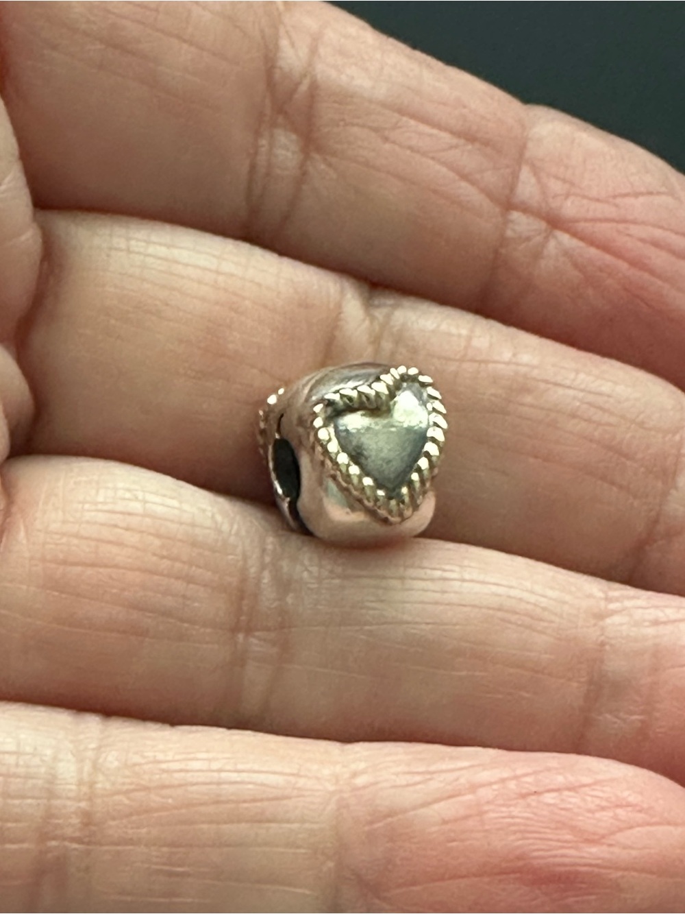 Authentic Pandora Braided Heart Rope-Edge Charm